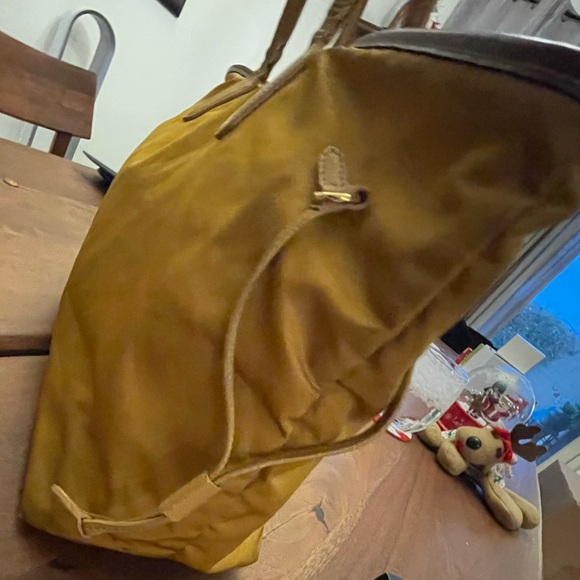 Prada Nylon Tote Saffiano Leather Tessuto Shoulder Tote Pre Loved Yellow - Picture 14 of 16